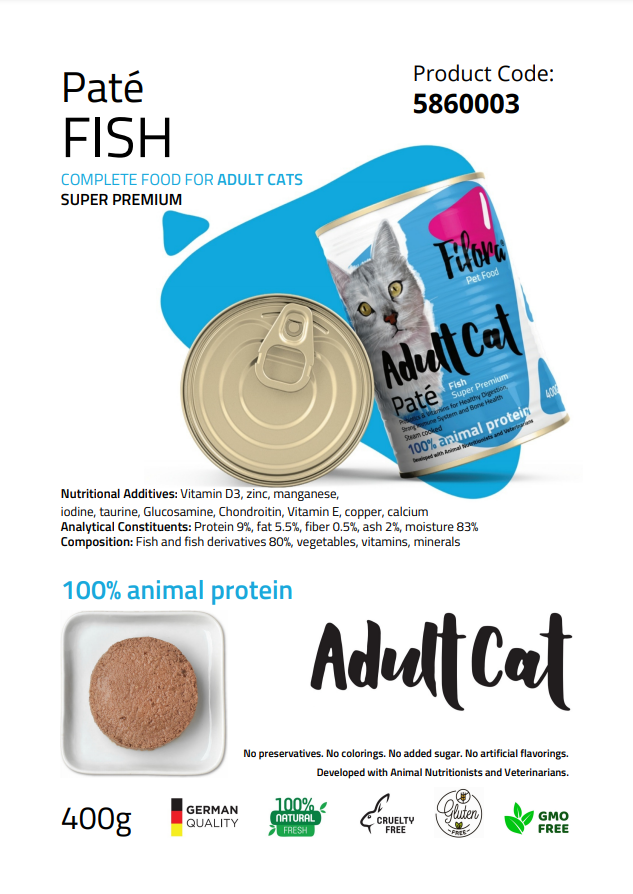 کنسرو پته ماهی مخصوص گربه بالغ 400 گرم
